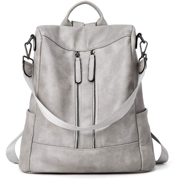 OLYE Leather Backpack for Women- GRAY main image 6